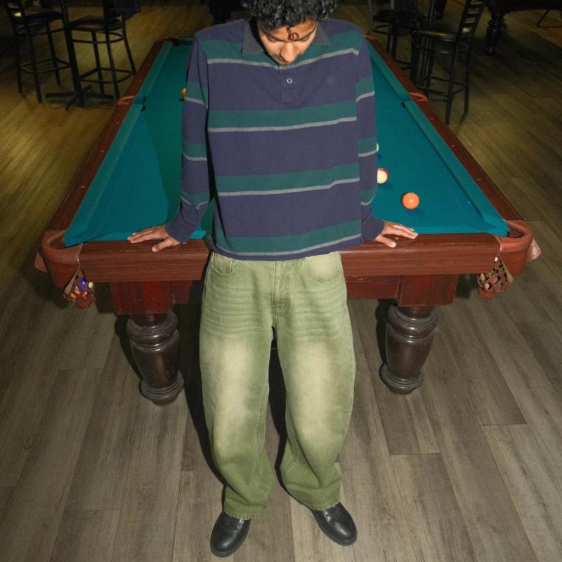Y2K Street Matcha Džínové Kalhoty Kapsa Zelená Kulička Výšivka Džínové Kalhoty Londýnský High Street Trend Streetwear Unisex Volné Džíny
