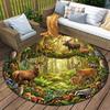 Deers Round Area Rug,Carpet Rug for Living Room Bedroom Sofa Playroom Decor,Non-slip Floor Mat