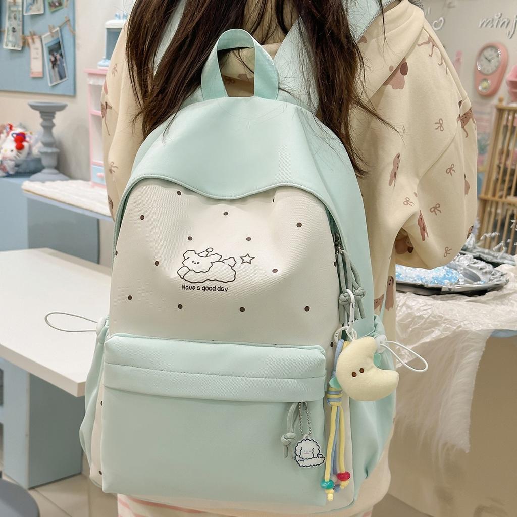 Schoolbag Cute College Style School Bag Female Korean ins Versatile Girl Heart Primary and Secondary School Students Grades 1-1 Lightweight Backpack