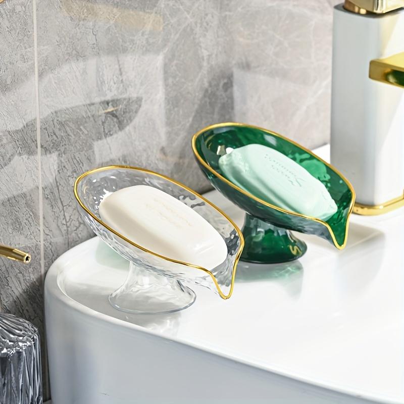 Oval Soap Dish with Drainage Holes Durable Plastic Bathroom Organizer Toothbrushes & Toiletries Storage, Countertop or Sink Accessories