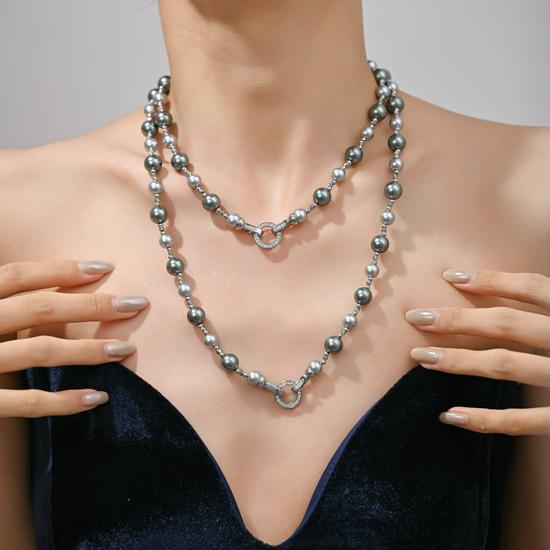 Gradient Tahitian Imitation Pearl Necklace - Elegant Sweater Chain for Women