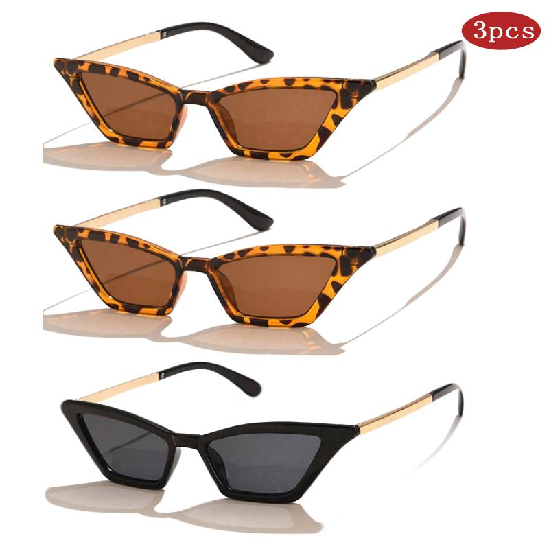 1/3pcs Ladies Triangle Cat Eye Sunglasses Luxury Women Small Cat Eye Sun Glasses Metal Design Anti-UV Outdoor Driving Eyewear