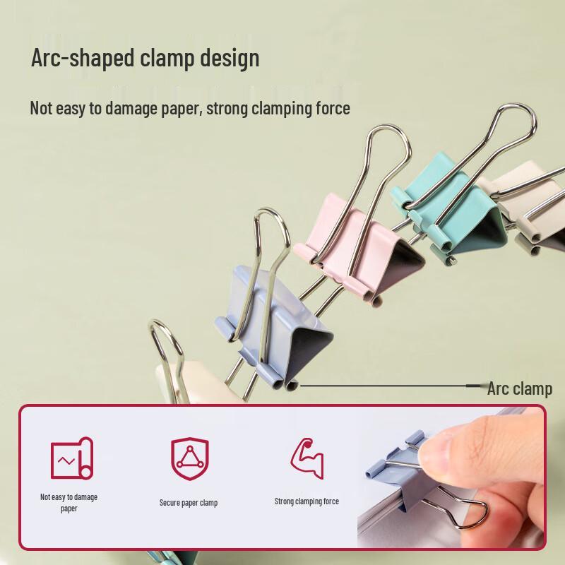 Deli Morandi Color Metal Binder Clips with Paper Clips