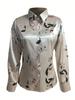 Floral Print Button Down Long Sleeve Shirt, Suitable For Dates, Holidays, Everyday, Birthday Parties, Singles Parties, Travel, Spring/Autumn Vacation