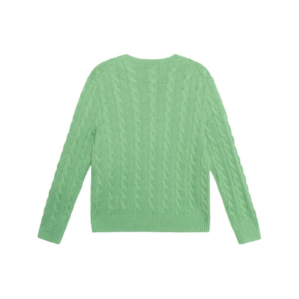 Polo Ralph Lauren Solid Color Logo Embroidered Cable Knit Crew Neck Sweater Men Sweater Green 710775885-052