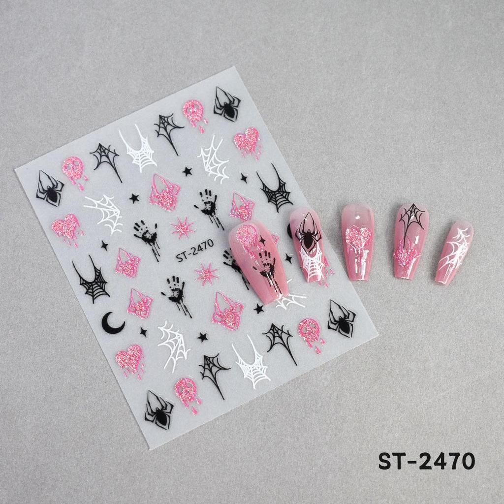Hot Sale Halloween Nail Art Stickers: Sweet Cool Style with Spiders, Pumpkins, Ghosts, and Glitter Black Designs