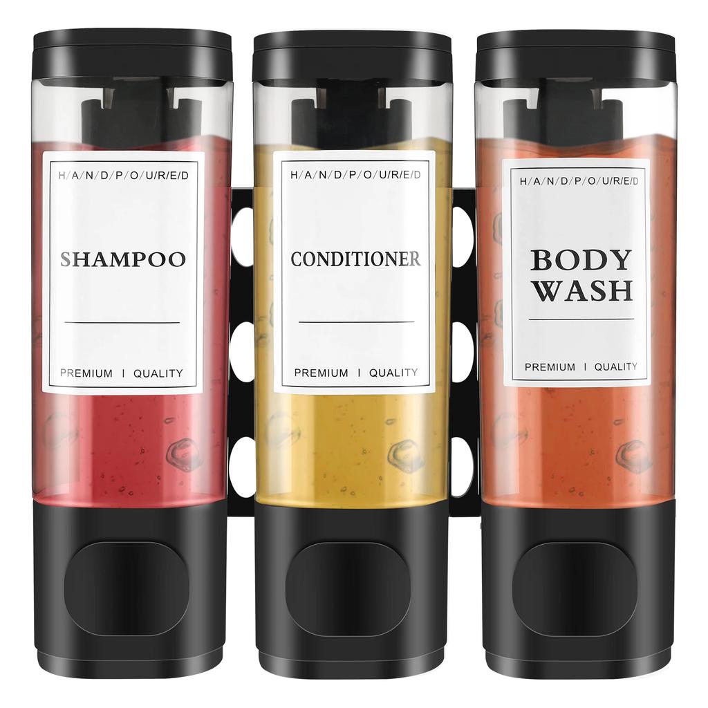 Wall Mounted Bathroom Liquid Soap Dispenser Three Head Hand Sanitizer Holder Wall Mount Soap Shampoo Gel Shower Liquid Container