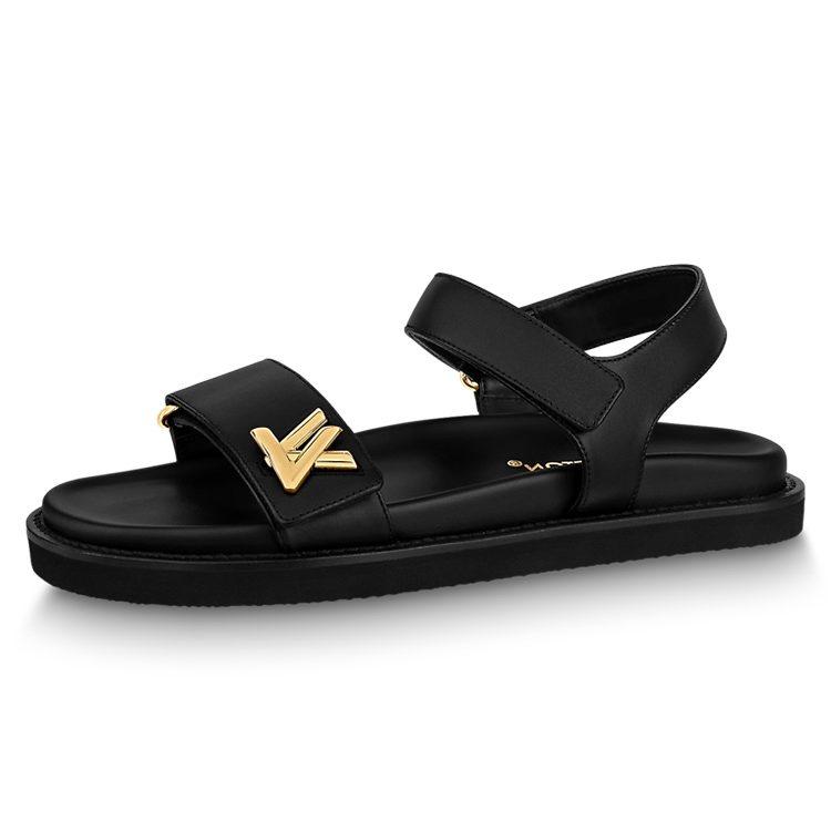 Louis Vuitton Sunset Leather Beach Sandals Women's Black 1ABW6U