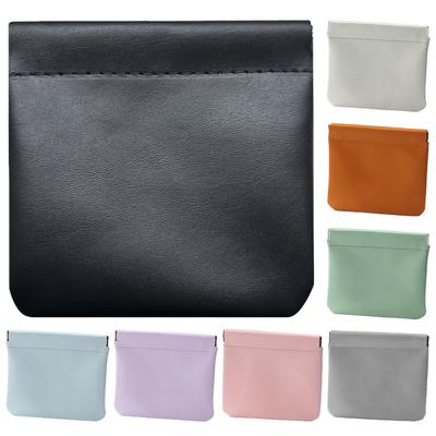 4 Stück PU-Leder Automatisch schließende Tasche Einfarbige Mini-Tasche Kosmetiktasche Tragbare Make-up-Clutch für Schmuck Lippenstift