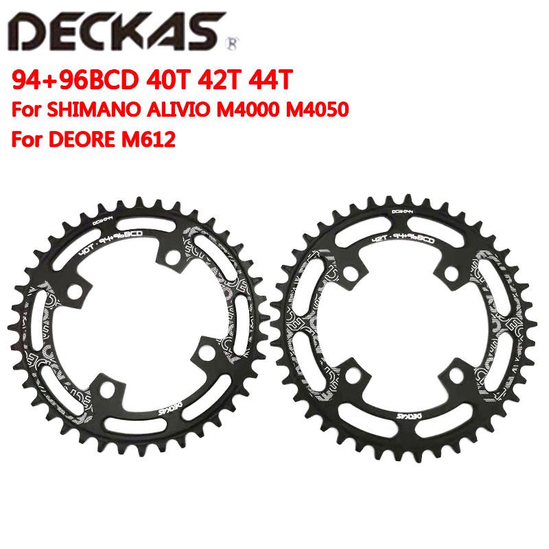 

Deckas круглая BCD 94 + 96 мм 96bcd 40/42/44T MTB горного велосипеда, звездочка forshimano ALIVIO M4000 M4050 для DEORE M612 Round 40T red