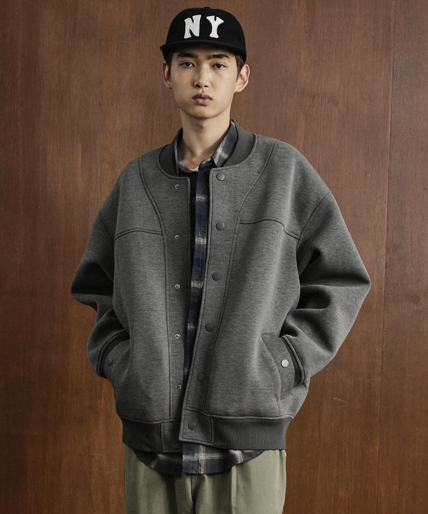 TAKEASY Neoprene Varsity Jacket (Dark Grey)