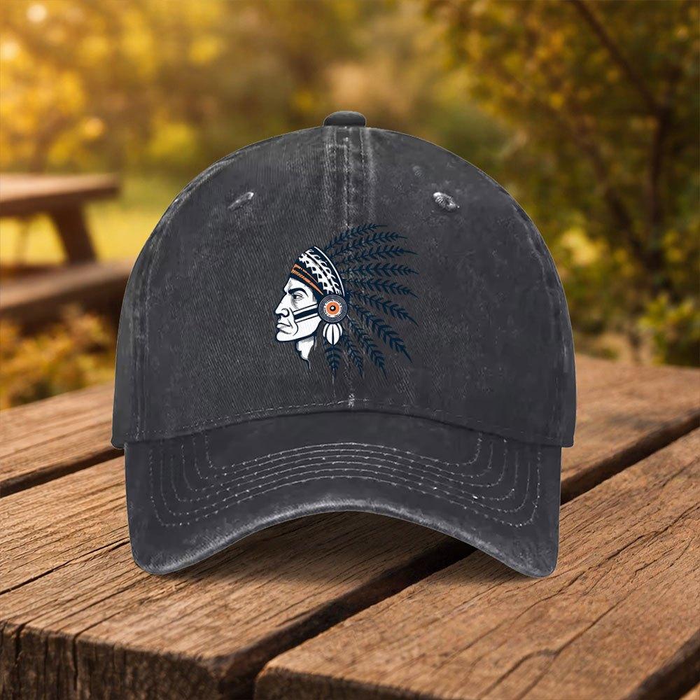 Native American Chief Pattern Printed Baseball Cap Unisex Fashion Duckbill Cap Suitable for Outdoor Sports Fitness Travel a