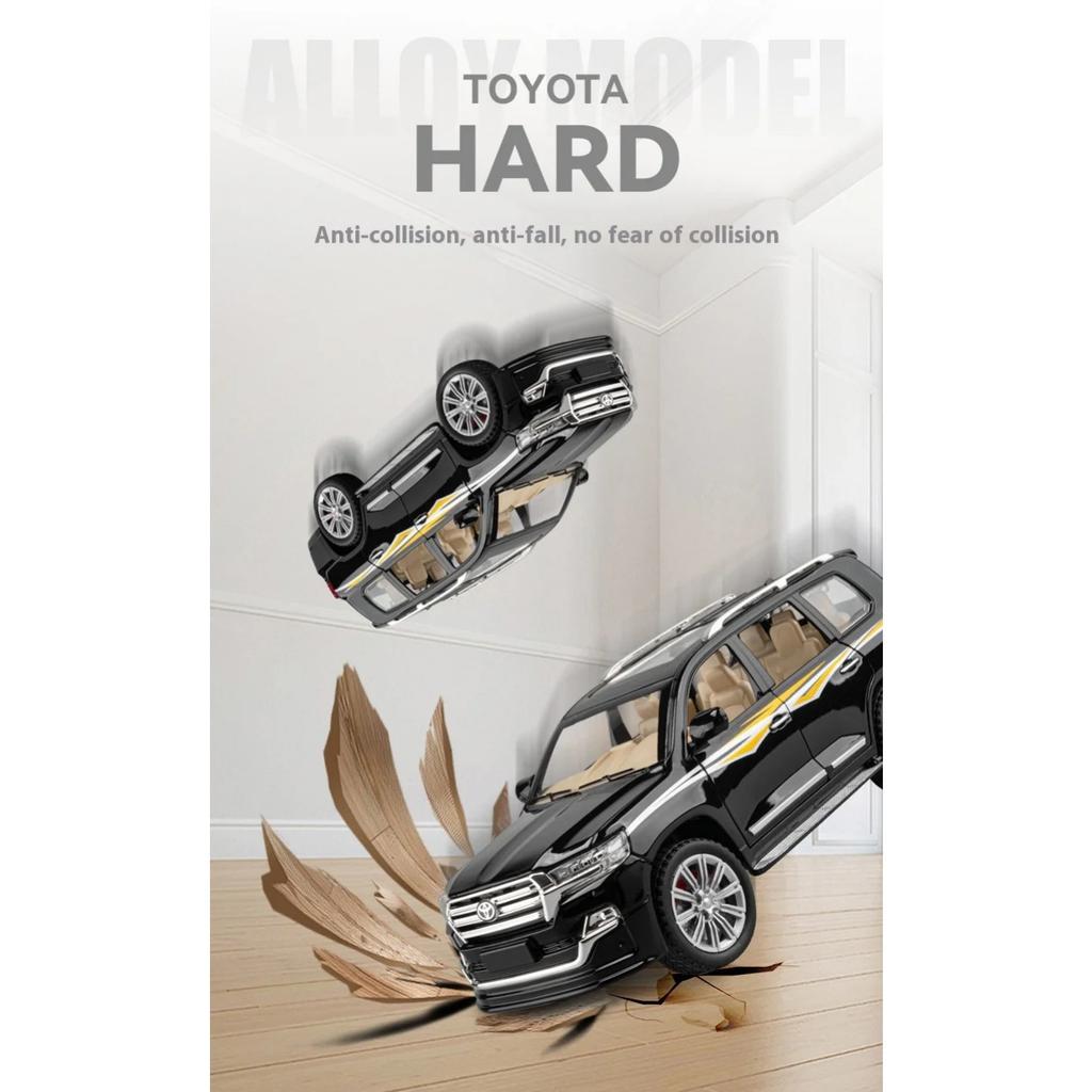 Maßstab 1/24 Toyota LAND CRUISER Offroad-SUV Legierung Metall Diecast Automodell Simuliertes Sound- und Lichtmodell Spielzeug für Jungen Sammlung