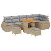 Ensemble de canapé de jardin 9 pièces avec coussins Beige Poly Rotin Acacia, Ensemble de salle à manger de jardin 3 pièces 3361892