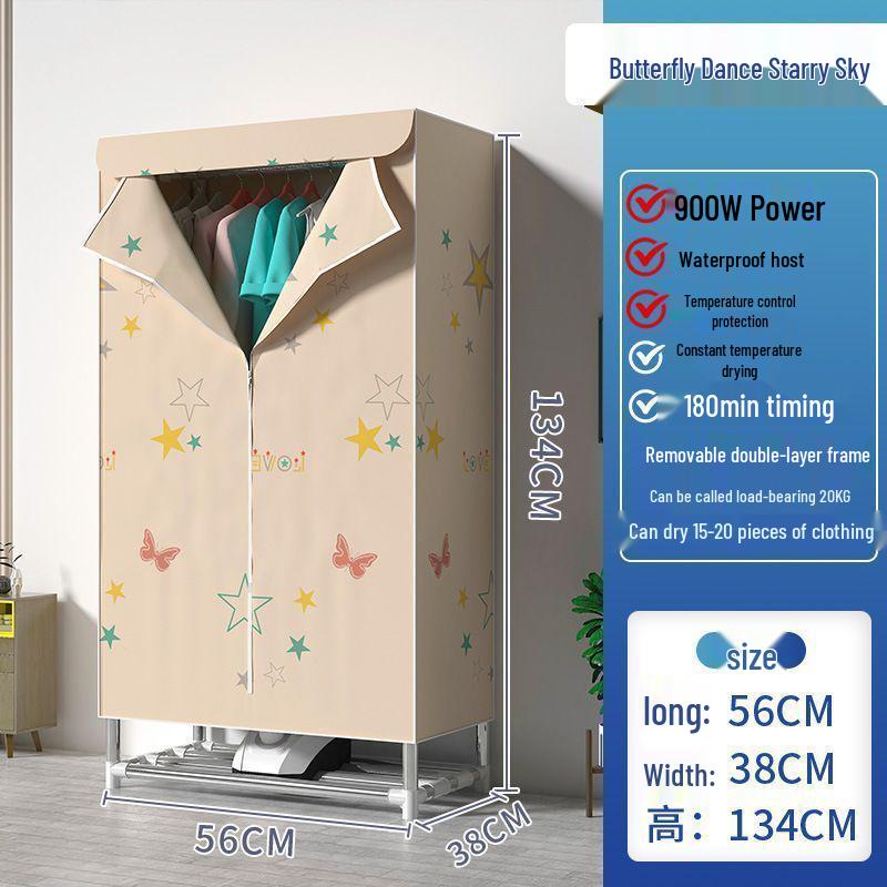 Compact Double-Layer Quick-Dry Clothes Dryer Wardrobe with Large Capacity for Rental Rooms