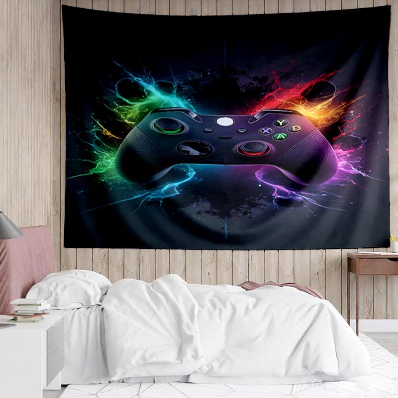 Game-Controller Print Tapestry, Backdrop, Easy Setup, Ideal for Bedroom, Office & Living Room, with Aesthetic Wall Hanging Decor.