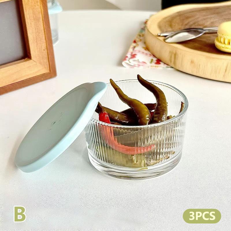 1/3PCS 200ML Glass Storage Jars Transparent Thicken Glass Storage Containers Multifunction Fresh-keeping Jars Outdoor Tableware