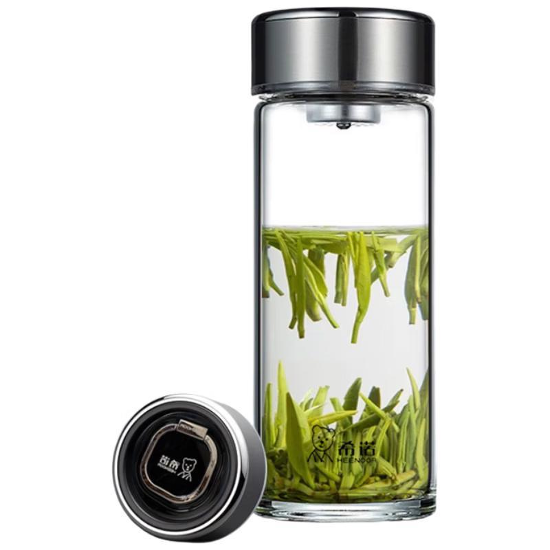 Sinuo Portable Borosilicate Glass Water Bottle 450ml