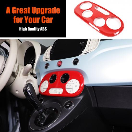 Red ABS Interior Air Conditioner Button Panel Trim Cover For Fiat 500 2016-