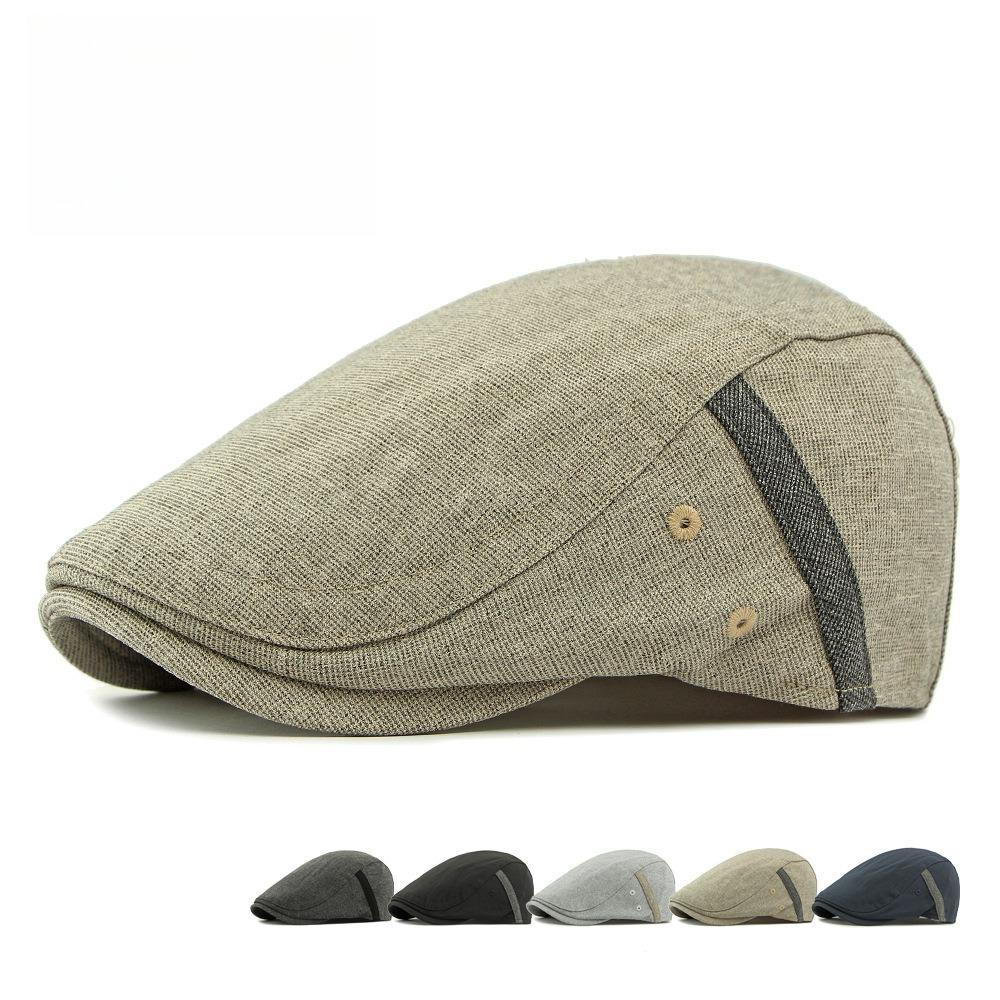 Unisex British Retro Flat Cap Breathable Linen Ivy Cabbie Hat Duckbill Painter Beret Cap Literary Hipster Casual Peaked Hat