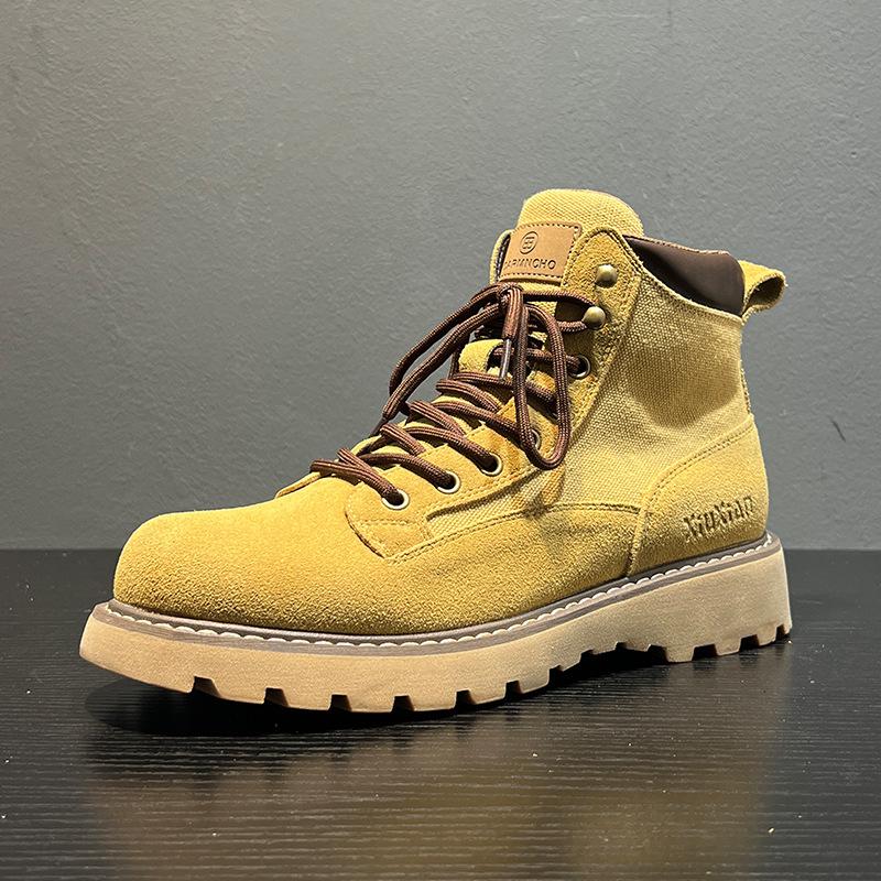 

Ревеневые ботинки, новые полусапоги, ботинки-дезерты на толстой подошве, мужские универсальные рабочие ботинки в ретро британском стиле на осень и зиму 8236-W 38 жёлтый