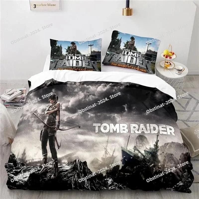 Game Tomb Raider Bedding Set Popular Sexy Laura Bedding Set Comforter Duvet Cover Pillow Case 3 Pieces Sets Kids Adult Size
