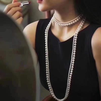 Pearl Necklace, Long Dress Accessories, Double Stacked Spring and Summer Sweater Chain, Light Luxury 2025 New Trendy Neck Chain