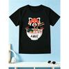 Cute Red Panda Eating Japanese Ramen Print T Shirt Boys Girls Anime Short Sleeve Tee Family Matching Kids Casual Cotton Tops