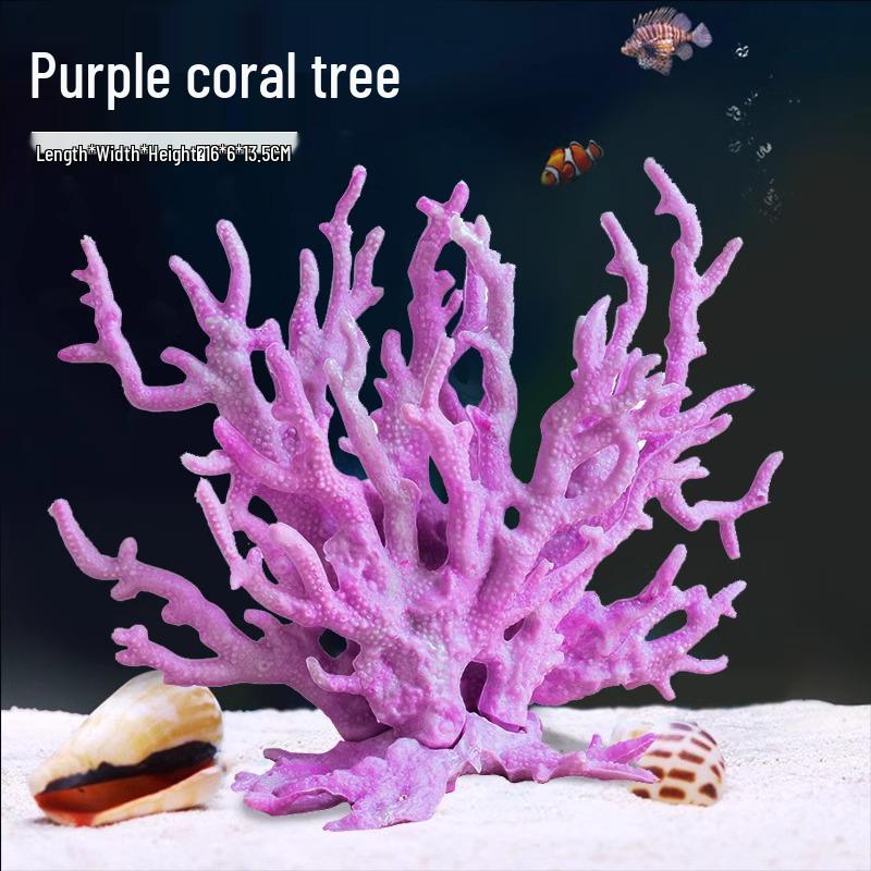 Aquarium Resin Coral Ornament Set: Simulated Coral Tree & Fish-Shrimp Hiding Decoration for Saltwater Tanks