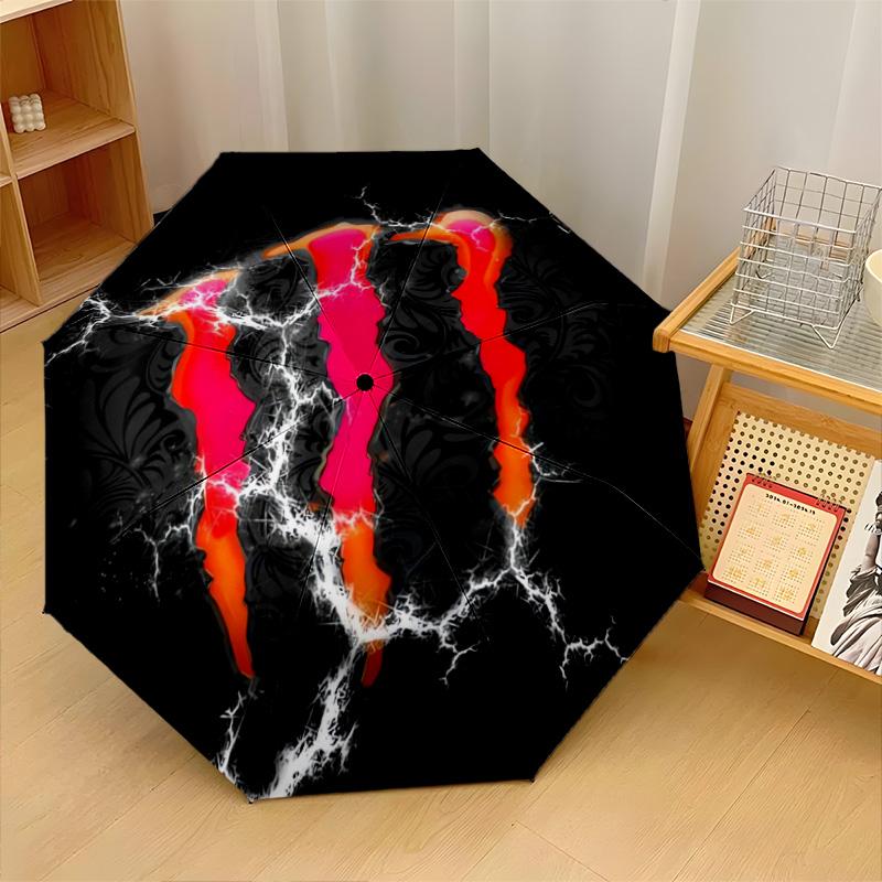 Monster Energy Print 8?Ribs Automatic Umbrella Wind Resistant Lightweight Folding Umbrella For Outdoor Travel