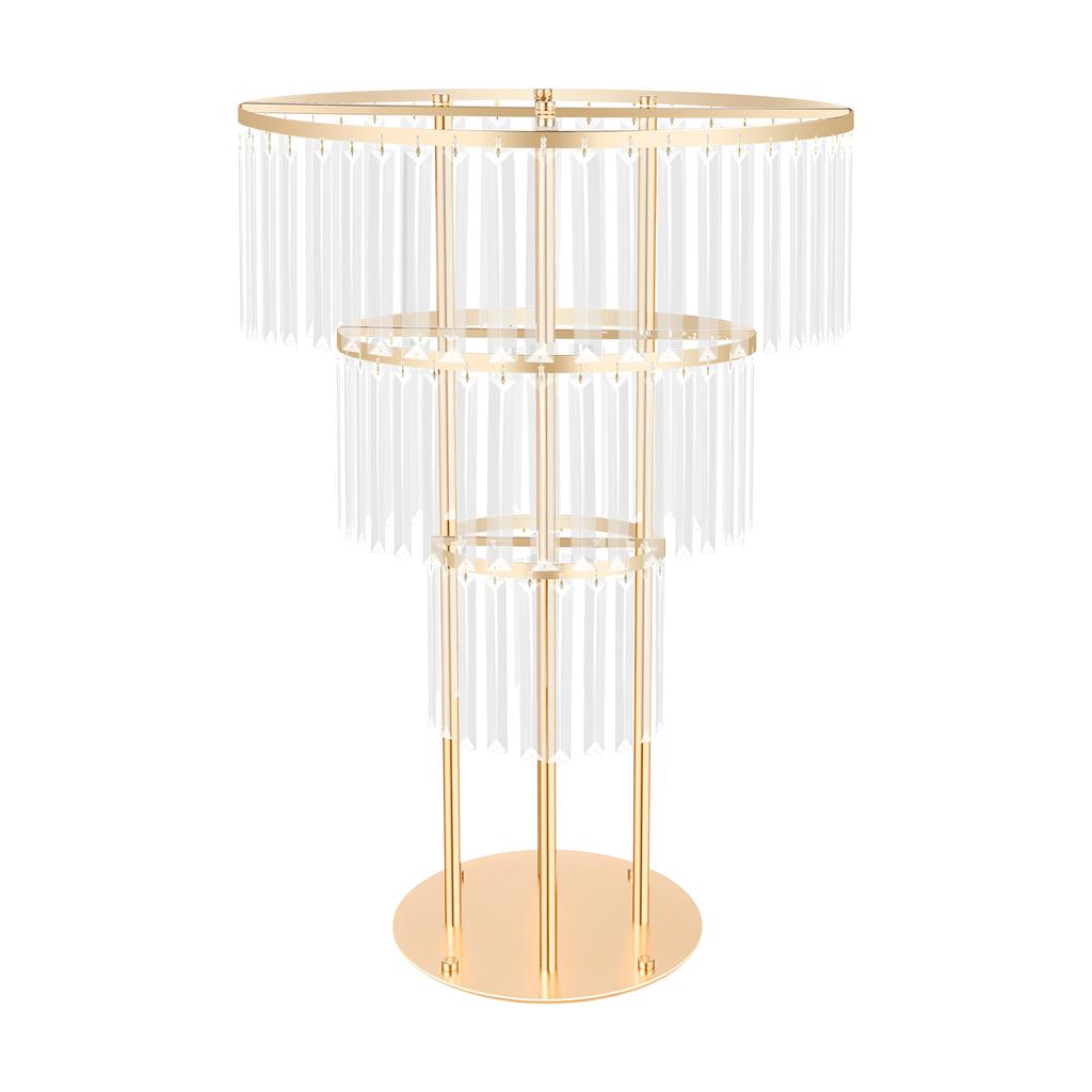 3 Tier Acrylic Crystal Flower Stand Gold Wedding Centerpiece for Party Birthday Decoration Bouquet Holder Arch