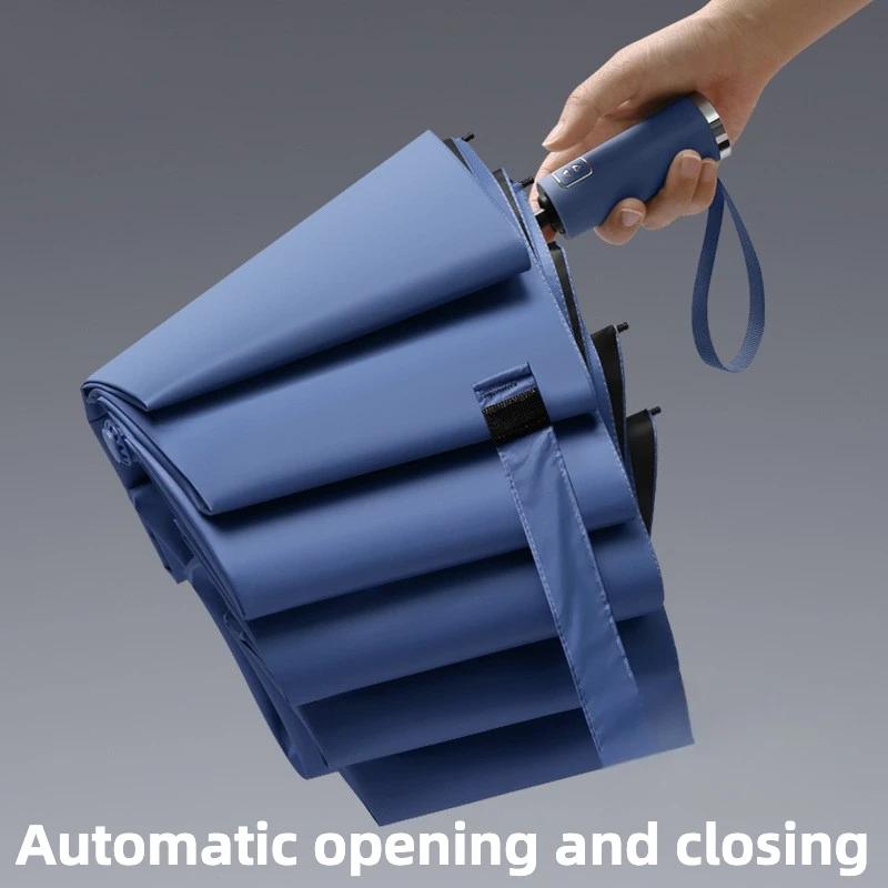 Large 125Cm Windproof Automatic Umbrella, Sun Uv Upf50+ Protection, Compact Folding Rain Umbrellas For Man And Women