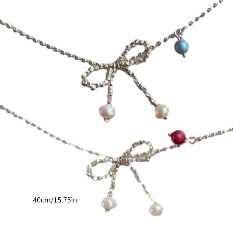 Elegant Bowknot Necklace Stylish Charm Necklace Versatile Jewelry Alloy Material Perfect for Daily Wear Parties and Date