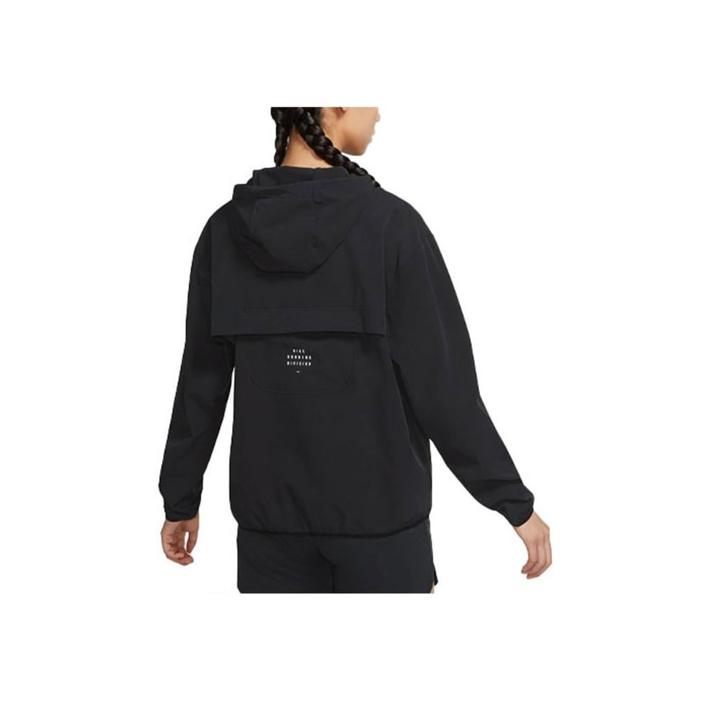 Nike Run Division Reflective Logo Pullover Laufjacke mit verstaubarer Kapuze Damen Jacke Schwarz DD5394-010
