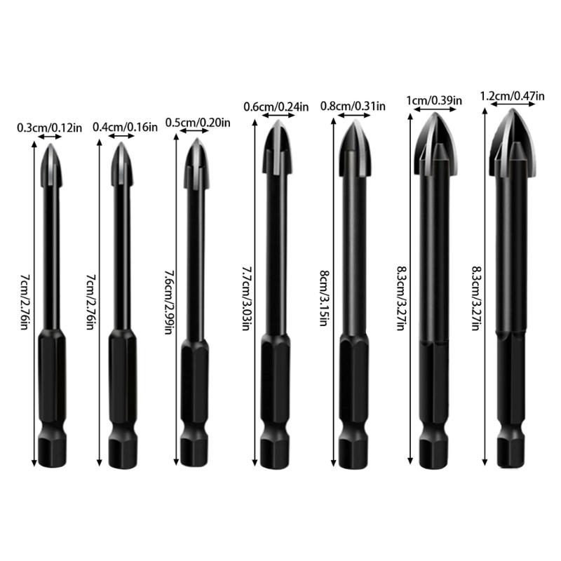 Crossing Hex Drill Bit For Tile Porcelain Glass Multifunction Tile Porcelain Drill Bit Tool Carbide Drill 3/4/5/6/8/10/12mm