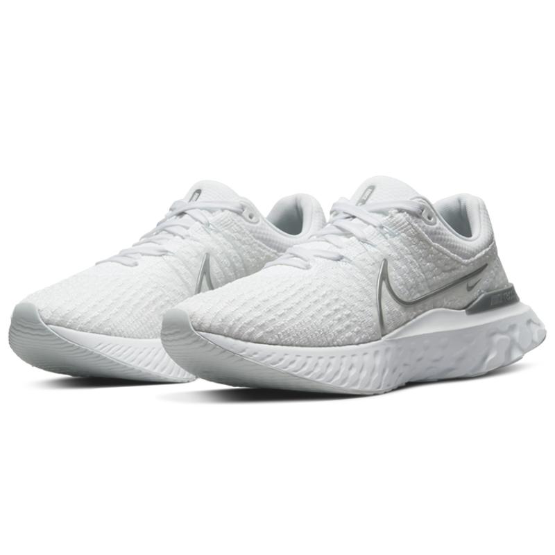 Nike React Infinity Run Flyknit 3 White Metallic Silver Women's Sneakers DD3024-101