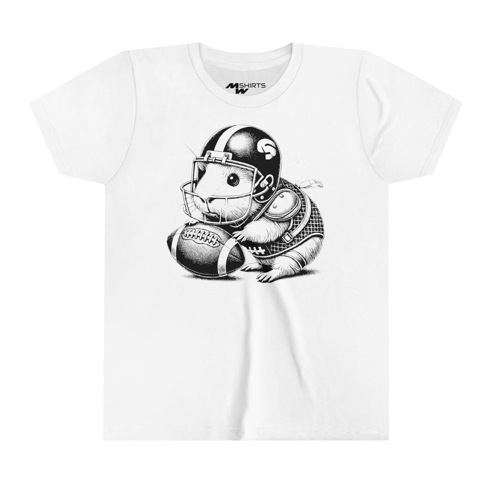 Football Chinchilla T-Shirt: Engraving-Style Youth Tee 4XL