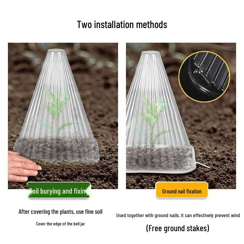 Transparent Seedling Cloche: Reusable Greenhouse Cover Protecting from Birds and Frost