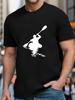 Kayaking Person Silhouette Water Pattern Front Graphic Print Unisexs Crew Neck Short Sleeve Tee Casual Daily Soft Basic Wear Top