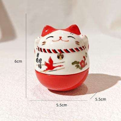 Japanese Lucky Cat Ceramic Maneki-neko Sculpture Bedroom, Living Room, Study Desk Decorative Ornament Birthday & New Year Gift