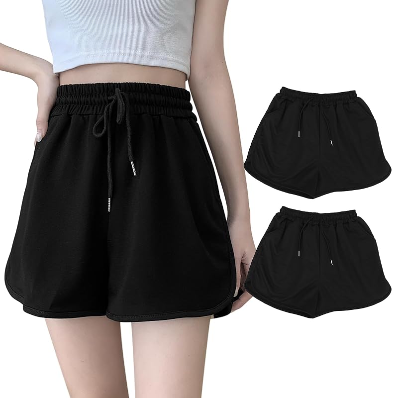 

shorts ladies sports shorts summer [Legs lengthening effect, length for easy movement, elastic, pocket included] half pants room wear Soft Thin Sweat