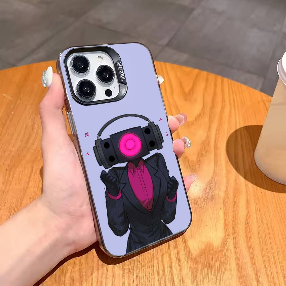 1PC Skibidi T-Toilet ANIME Phone Case For iPhone17,16,15,14,13,12,11,Pro,MAX Gray Matte Silicone Black Cover