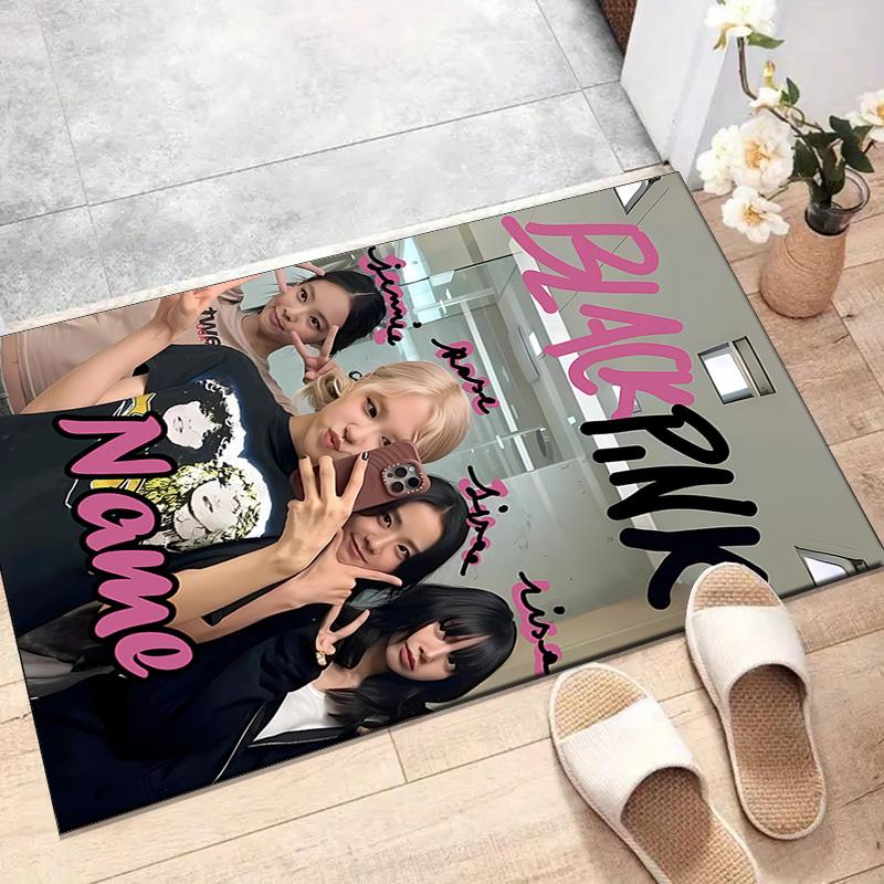 Custom BlackPink Mat Personalized Name, Polyester Washable Indoor Entryway Rug, Gift for Christmas, Easter, Thanksgiving Day