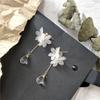 White Japan Dangle Transparent Crystal Petal Fashion Small Drop Earrings Ear Studs Jewelry Eardrop