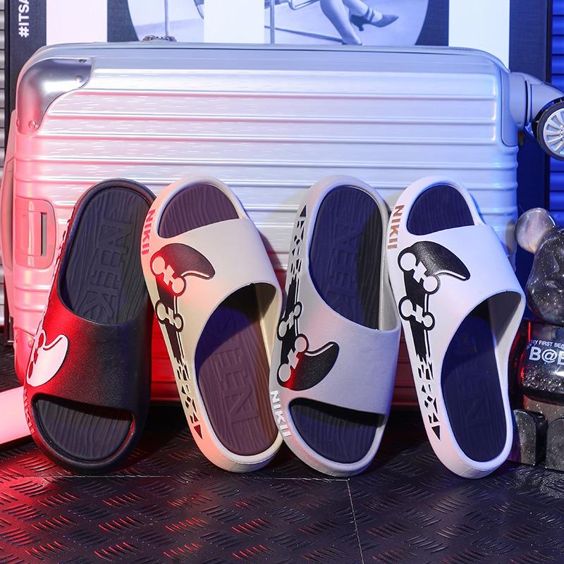 Men's Slippers Summer New Trend Versatile One-word Drag Thick Bottom Indoor Home Bath Non-slip Sandals