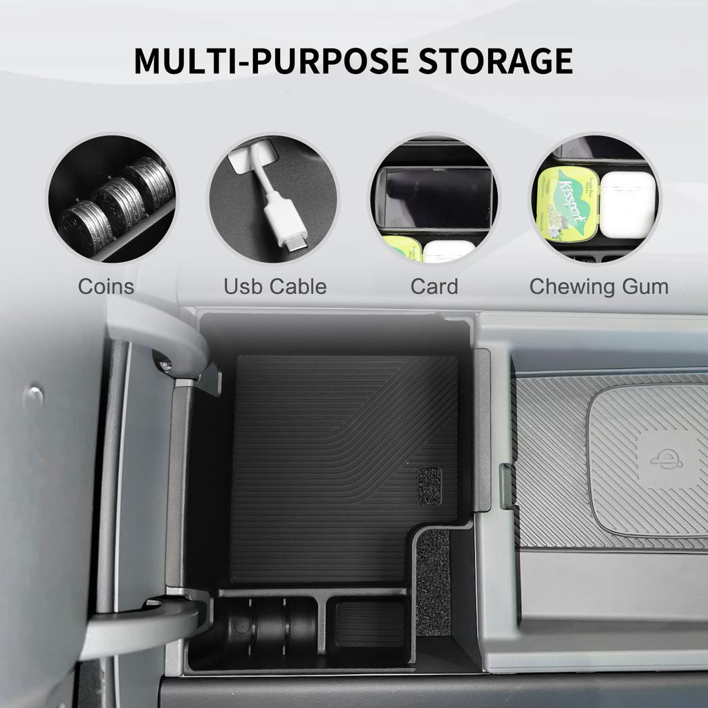 for Kia EV9 2025 2024 Center Console Armrest Storage Box Car Tray Organizers Accessories Tidying Black