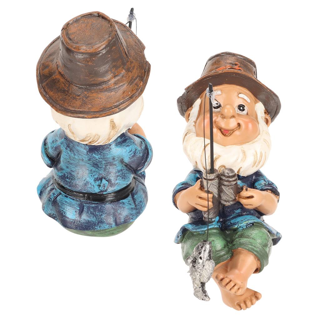 Fishing Gnome Sitter Funny UV Resistant Resin Decorative Outdoor Garden Lawn Gnome for Yard Outdoor Garden Gnome