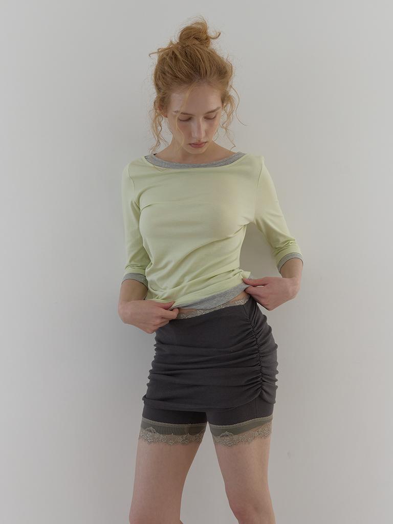 Asula Lace Shirring Layer Shorts (Charcoal)
