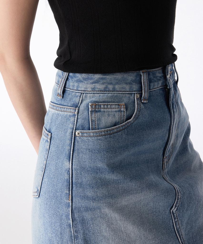 MUSINSA STANDARD WOMAN Women'S Denim Maxi Skirt [Light Indigo]