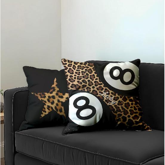 Preppy Y2K Cheetah Print Throw Pillow Covers, Trendy 8 Ball Leopard Pillow Room Decor, Cheetah Leopard Lover Gifts for Women, Coquette Pillows for